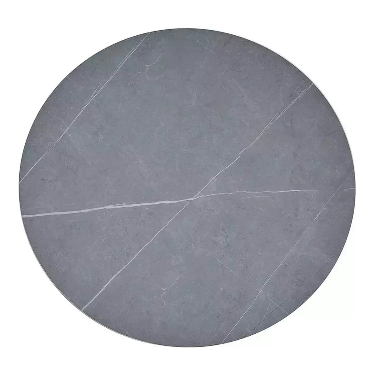 Masa rotunda TALIA, gri cu efect de marmura/negru mat, ceramica/metal, 90x90x75 cm