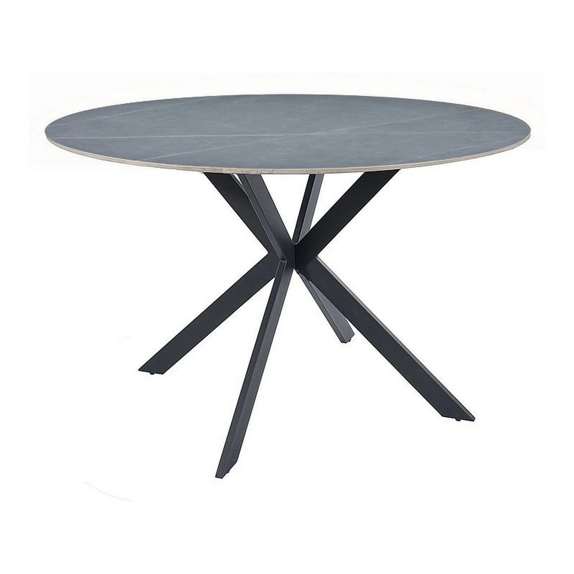 Masa rotunda TALIA, gri cu efect de marmura/negru mat, ceramica/metal, 90x90x75 cm