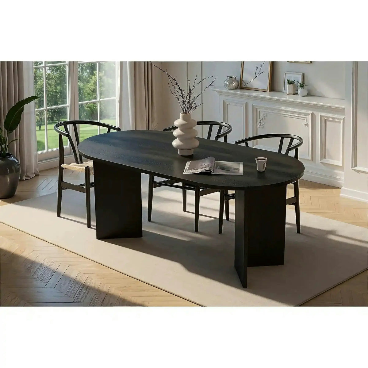 Masa SABLIN, negru, PAL laminat, 180x90x75 cm