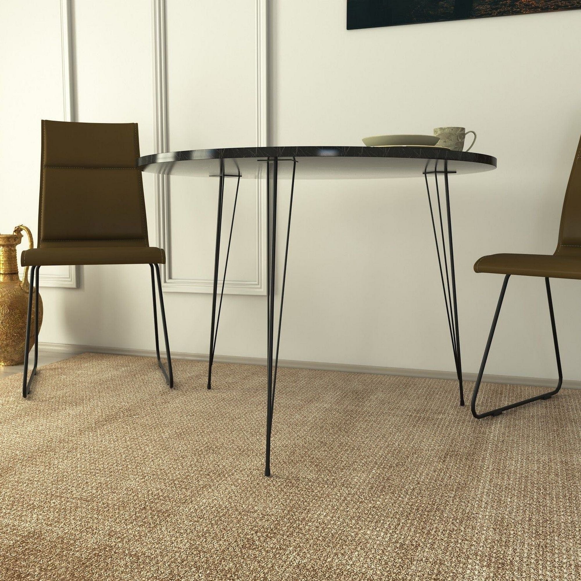 Masa SANDALF, negru cu efect de marmura, PAL melaminat, 90x90x75 cm