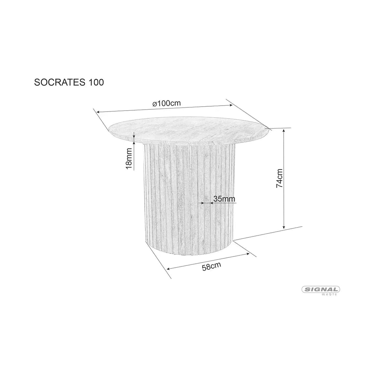 Masa SOCRATES, stejar, 100x100x75 cm