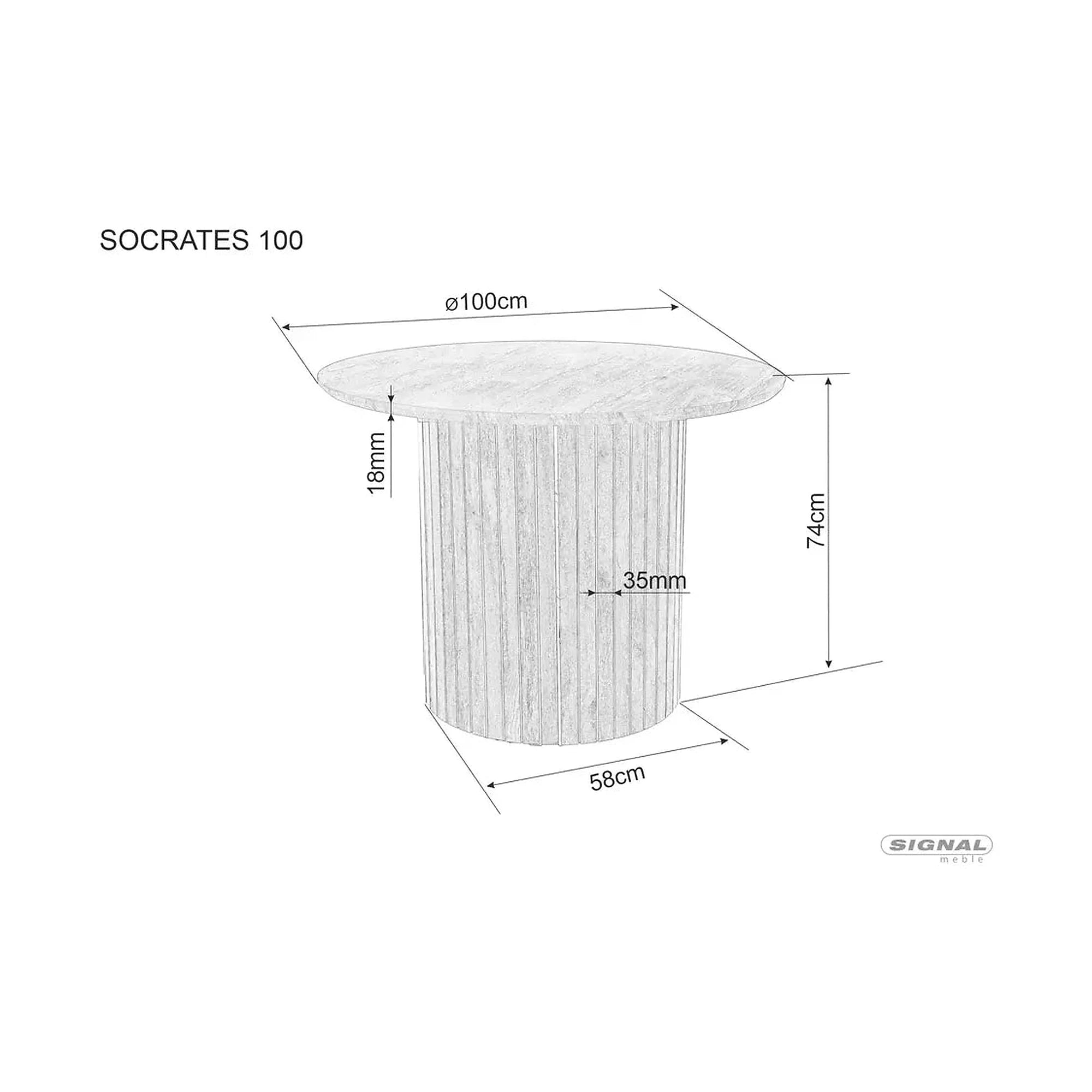 Masa SOCRATES, stejar, 100x100x75 cm