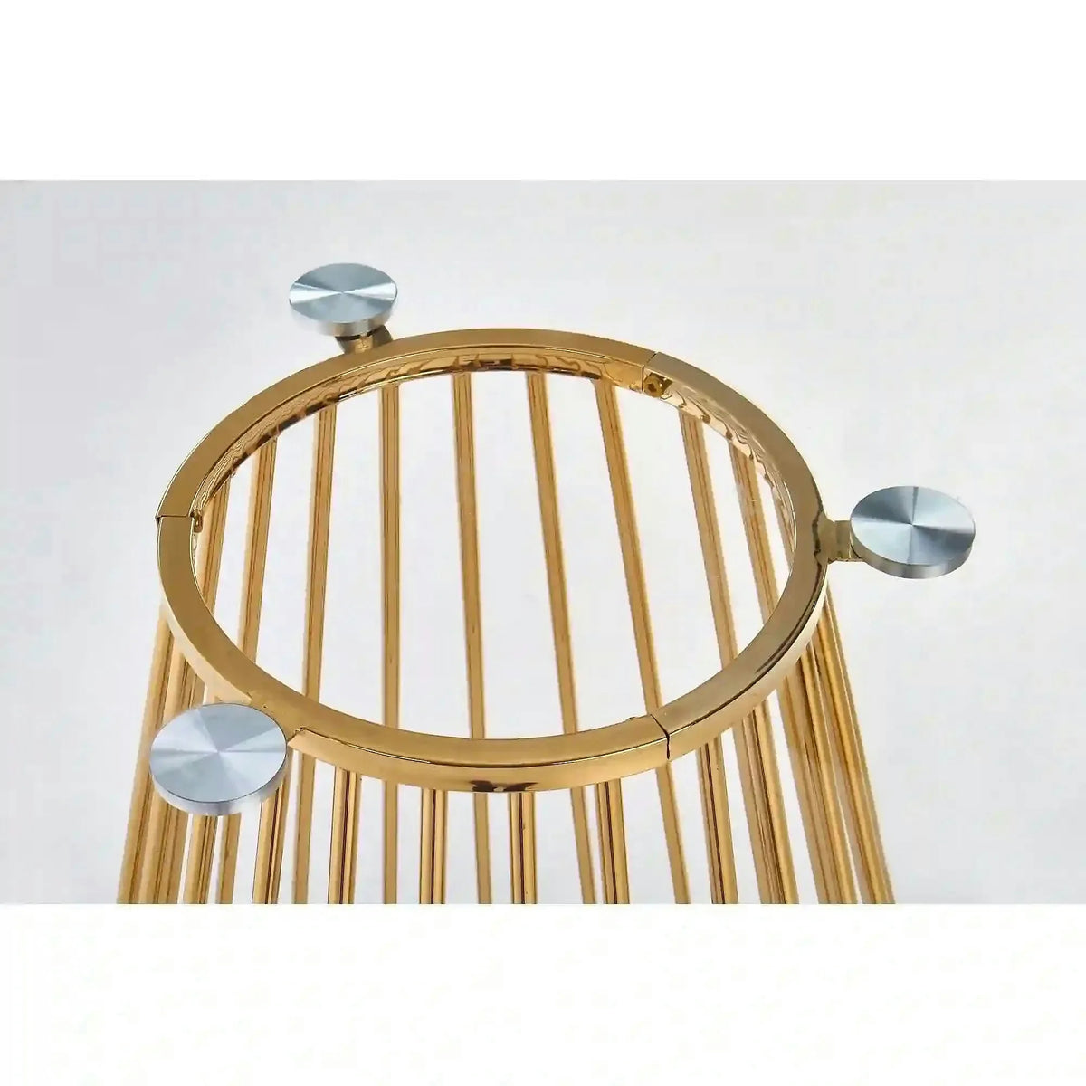 Masa sticla rotunda bucatarie LIVERPOOL, transparent/auriu, 120x120x75 cm
