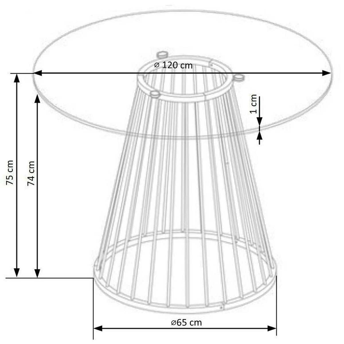Masa sticla rotunda bucatarie LIVERPOOL, transparent/auriu, 120x120x75 cm
