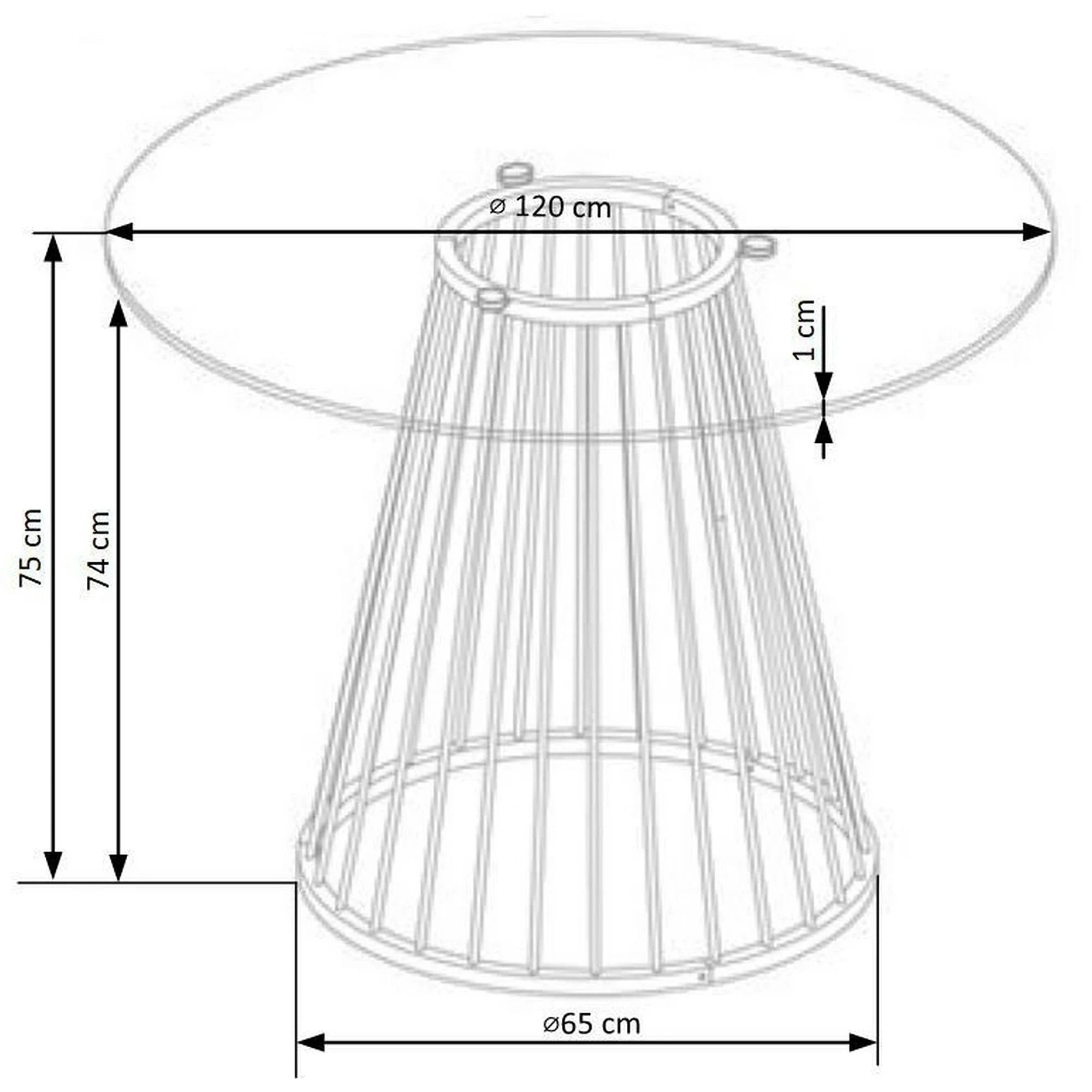 Masa sticla rotunda bucatarie LIVERPOOL, transparent/auriu, 120x120x75 cm