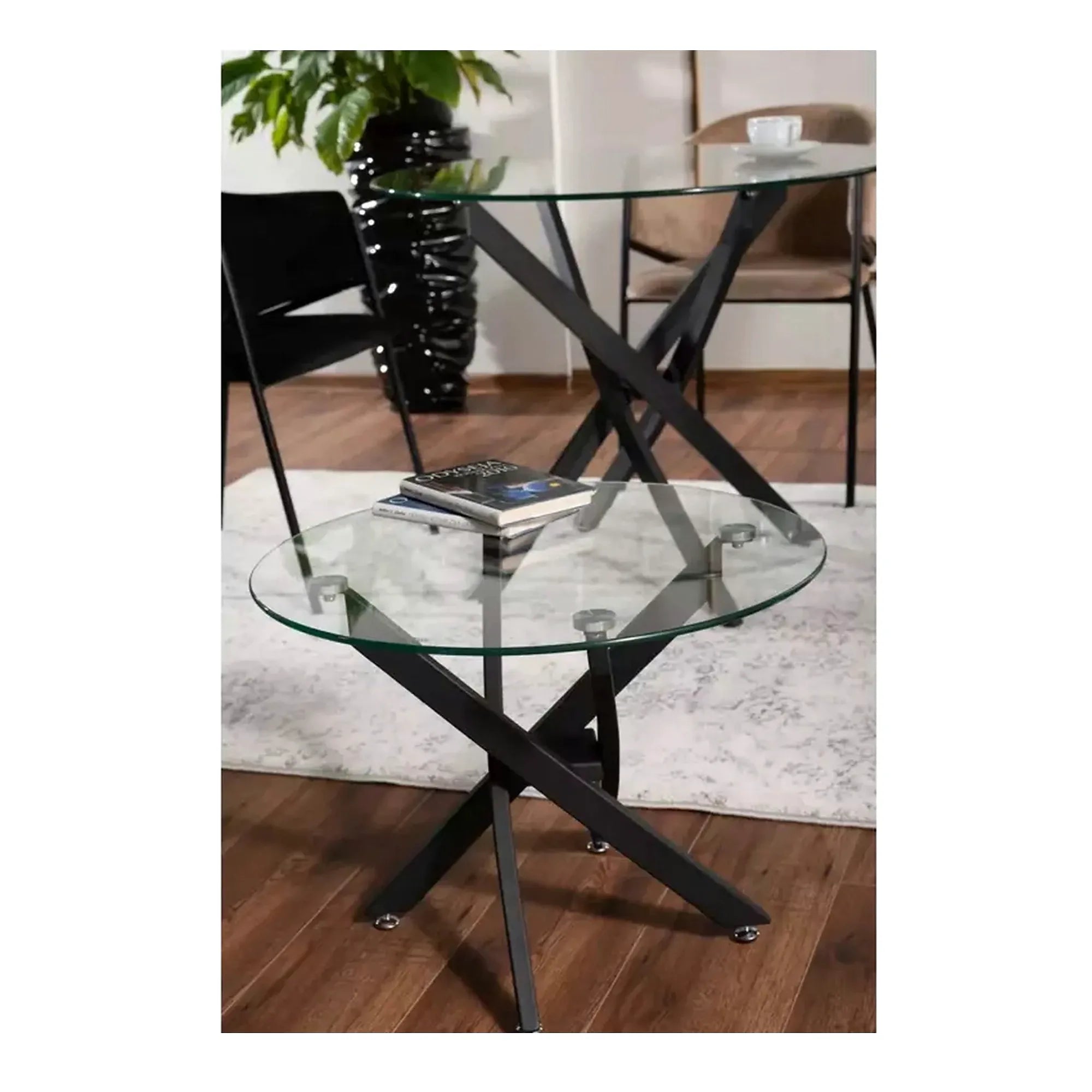 Masa sticla transparenta AGIS, sticla/metal, 90x90x72 cm