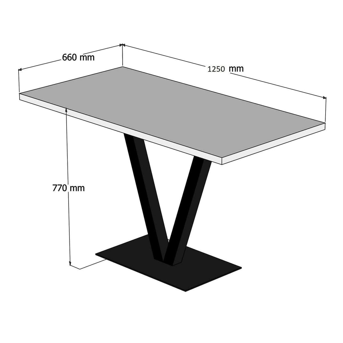 Masa SUN, nuc/negru, lemn de pin/metal, 125x66x77 cm
