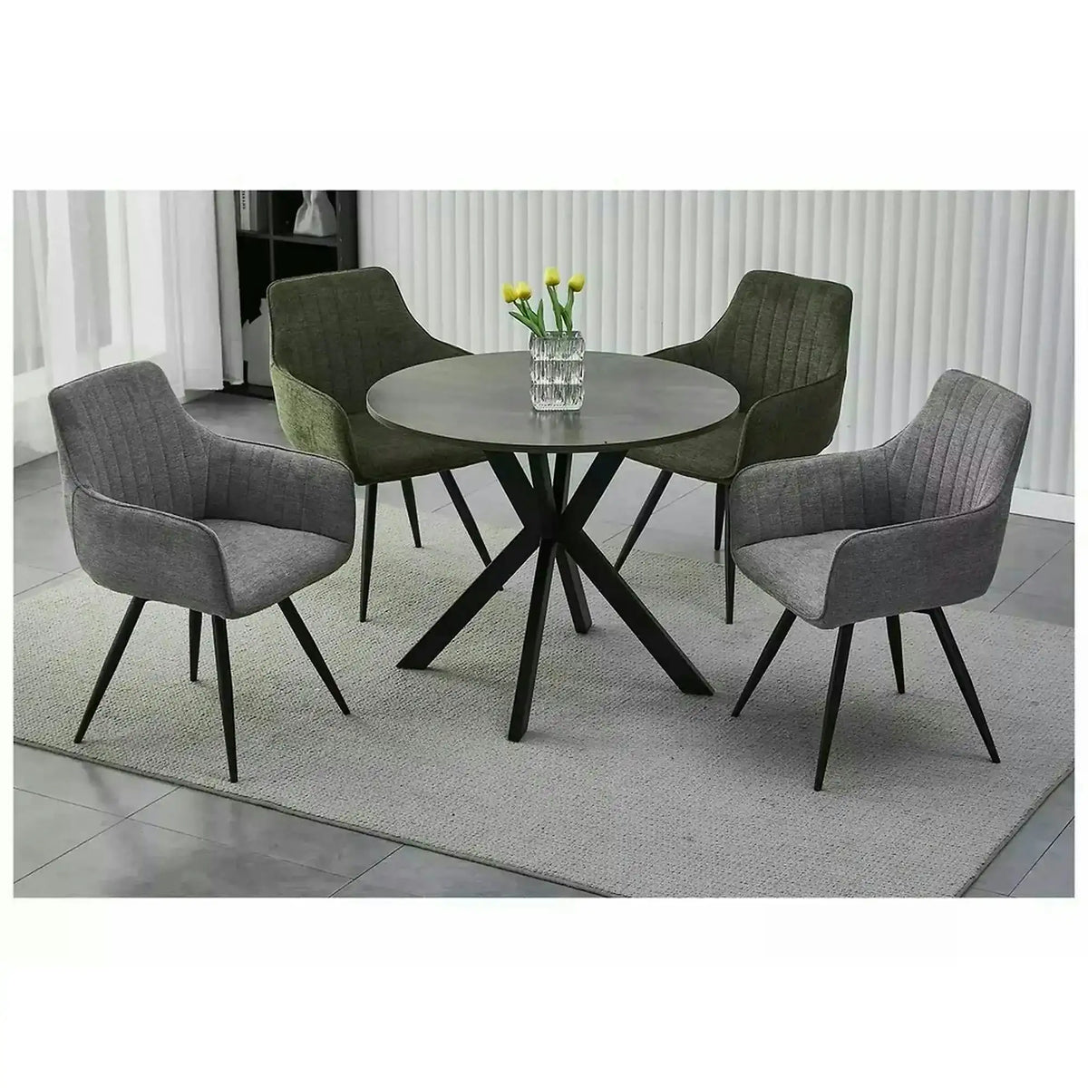 Masa TALIA II, nuc/negru mat, 90x90x76 cm