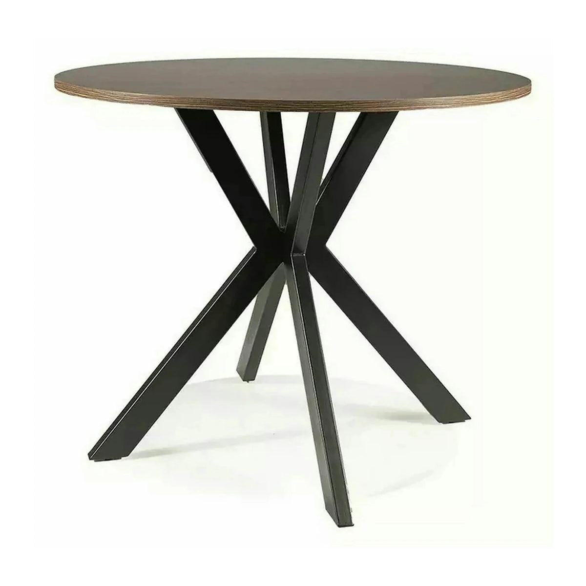 Masa TALIA II, nuc/negru mat, 90x90x76 cm