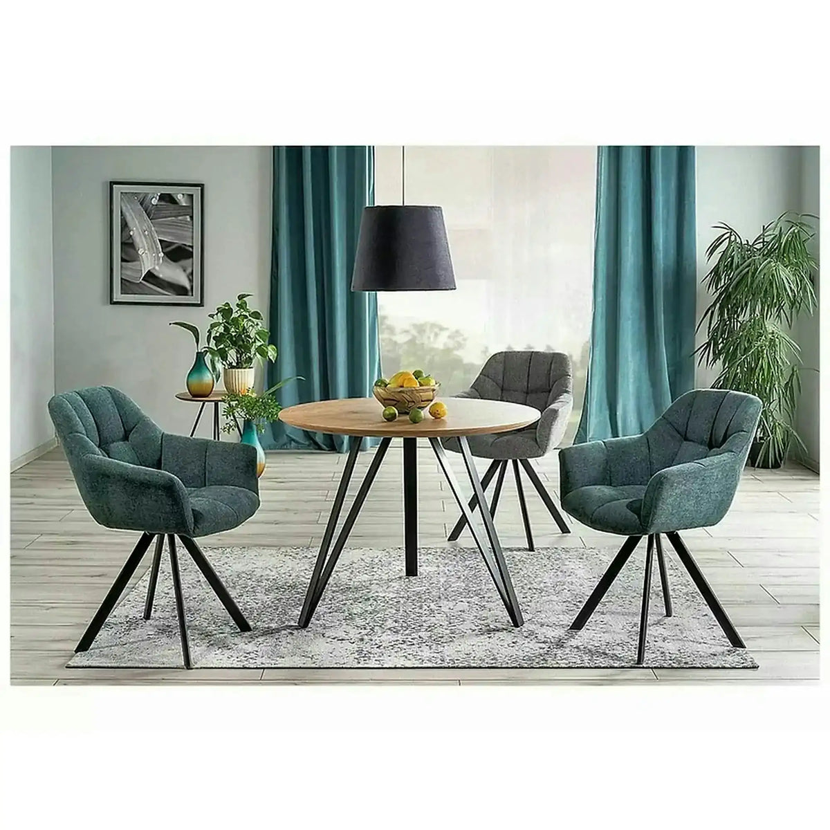 Masa TETIS, stejar/negru, 100x100x75 cm