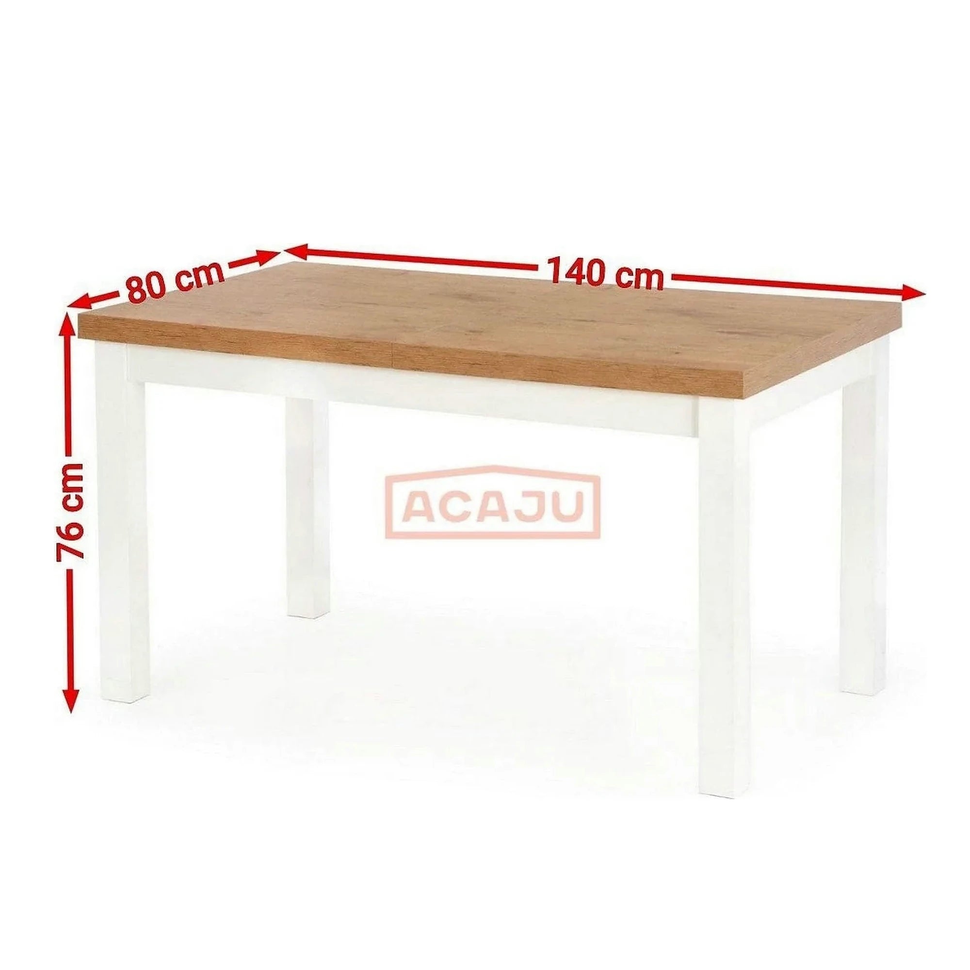 Masa TIAGO, stejar/alb, 140/220x80x76 cm