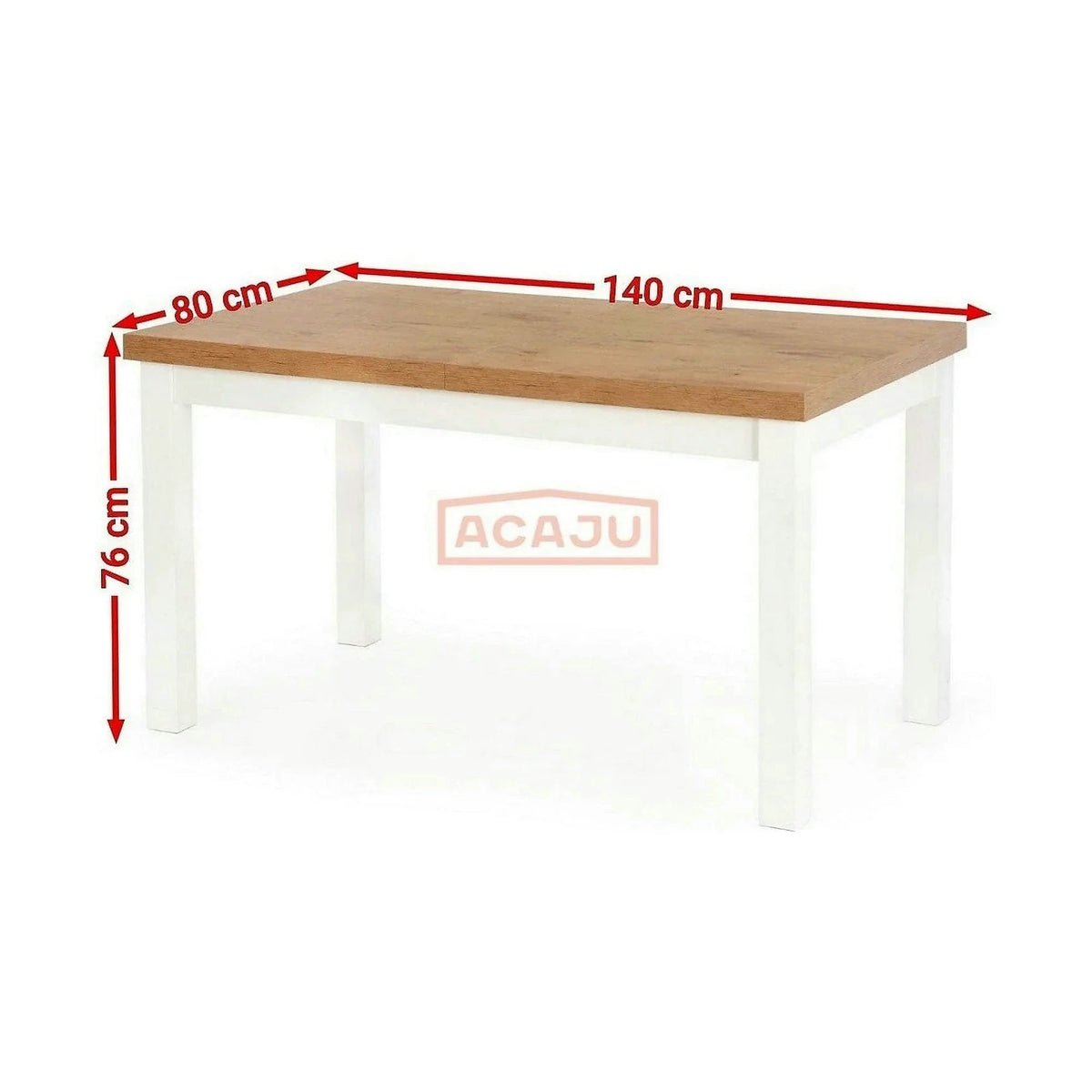 Masa TIAGO, stejar/alb, 140/220x80x76 cm
