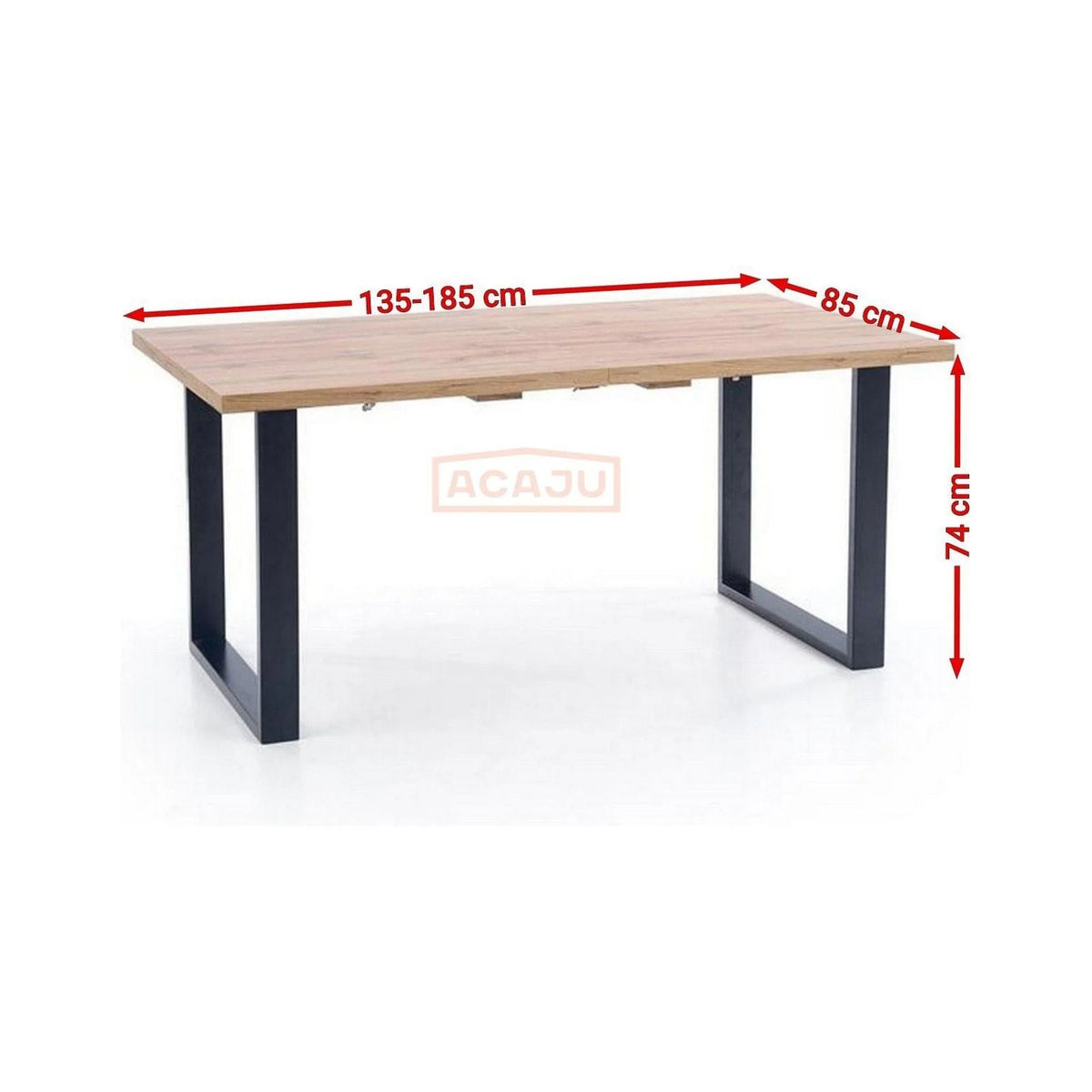 Masa VENOM, stejar wotan/negru, PAL/otel, 135/185x85x74 cm
