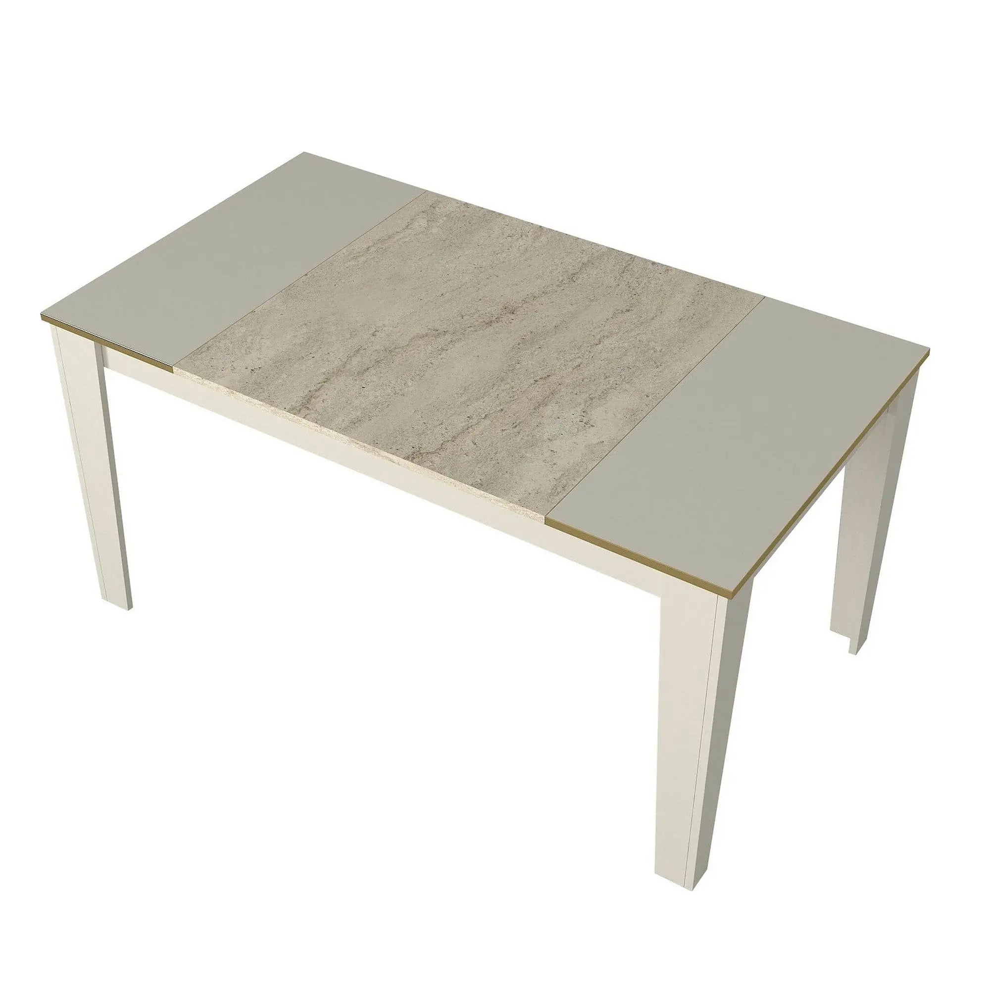 Masa VEYRON, crem/bej cu efect de marmura, PAL melaminat, 145x85x76 cm
