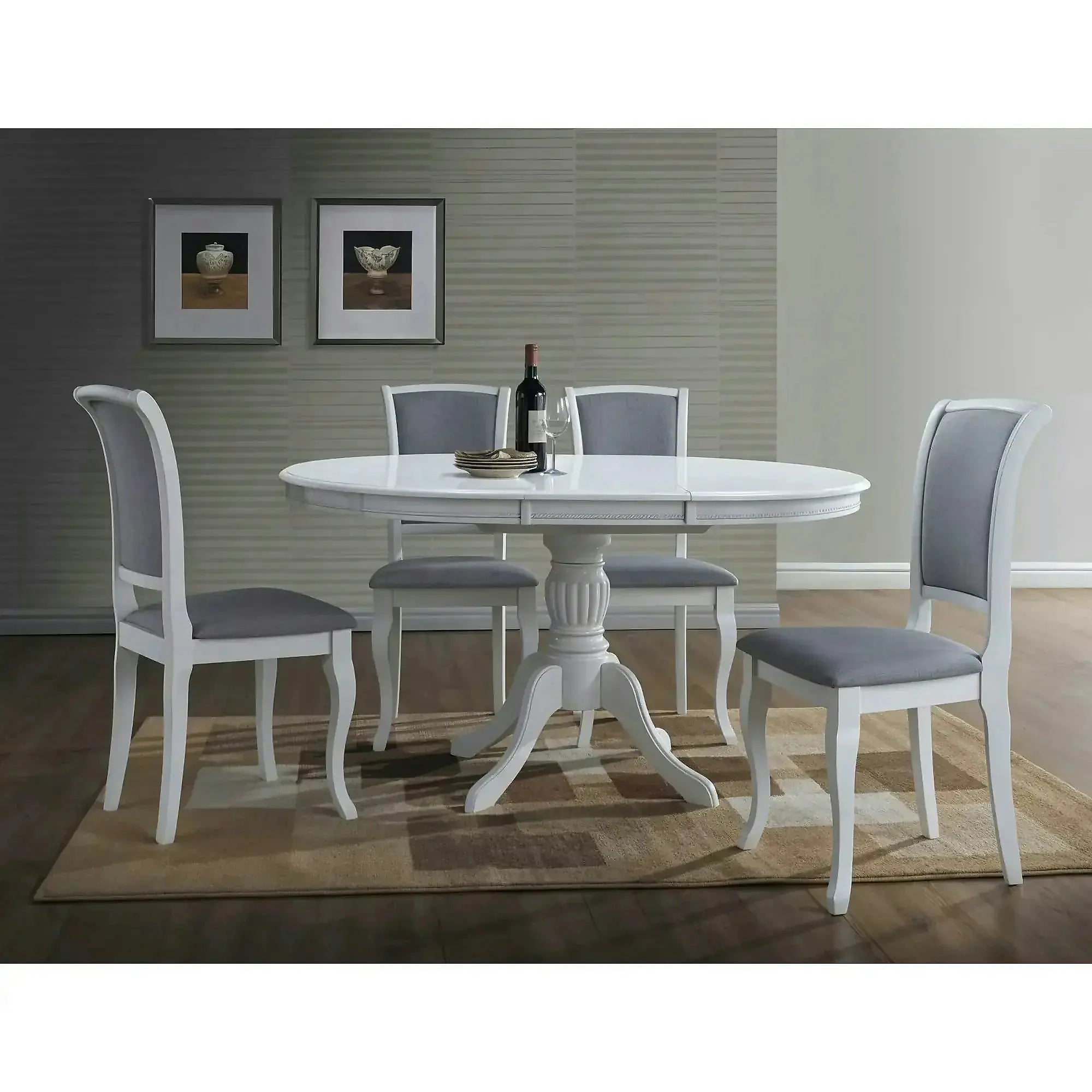 Masa vintage alba OLIVIA, 106/141X106X76 cm
