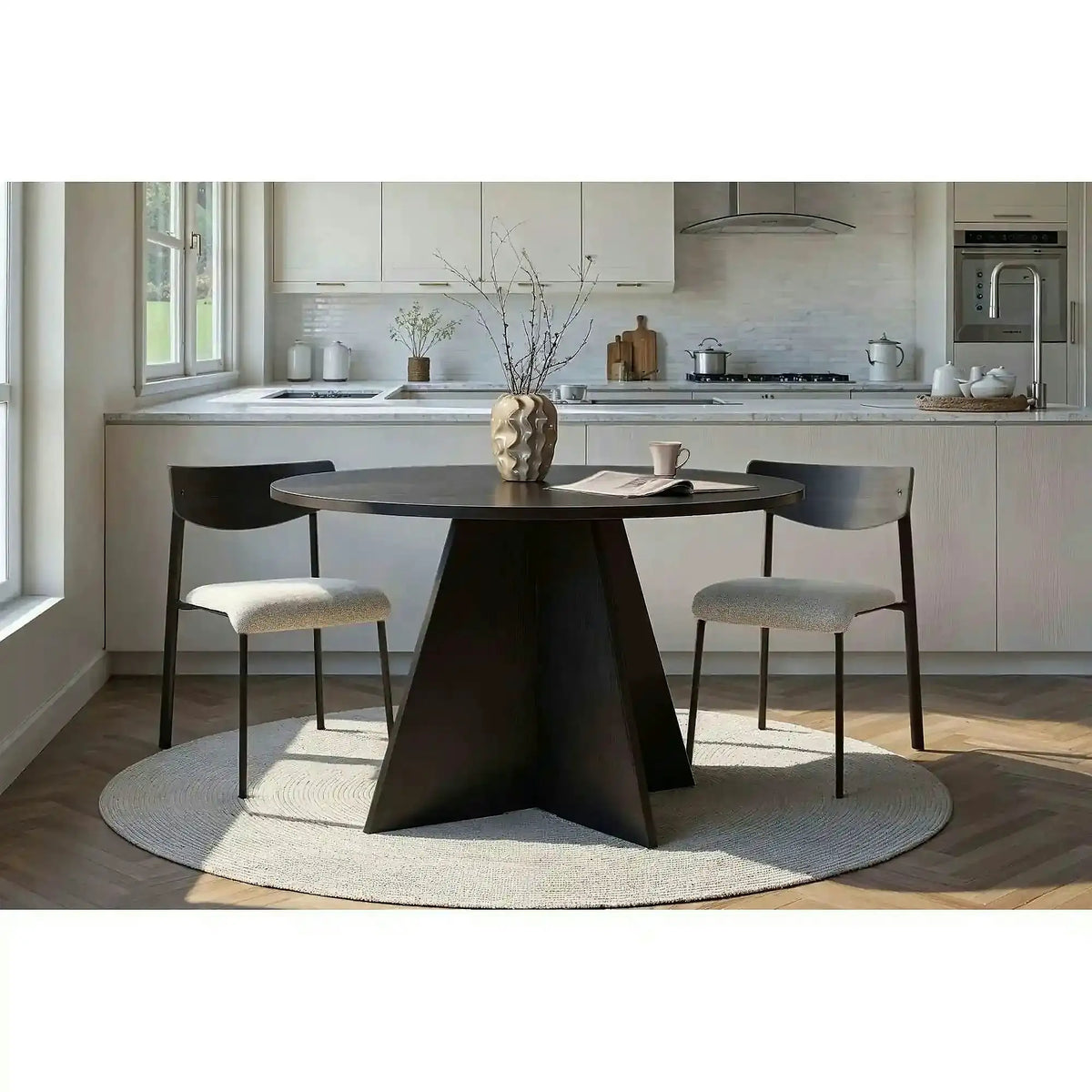 Masa VIRELLA, negru, PAL, 120x120x75 cm