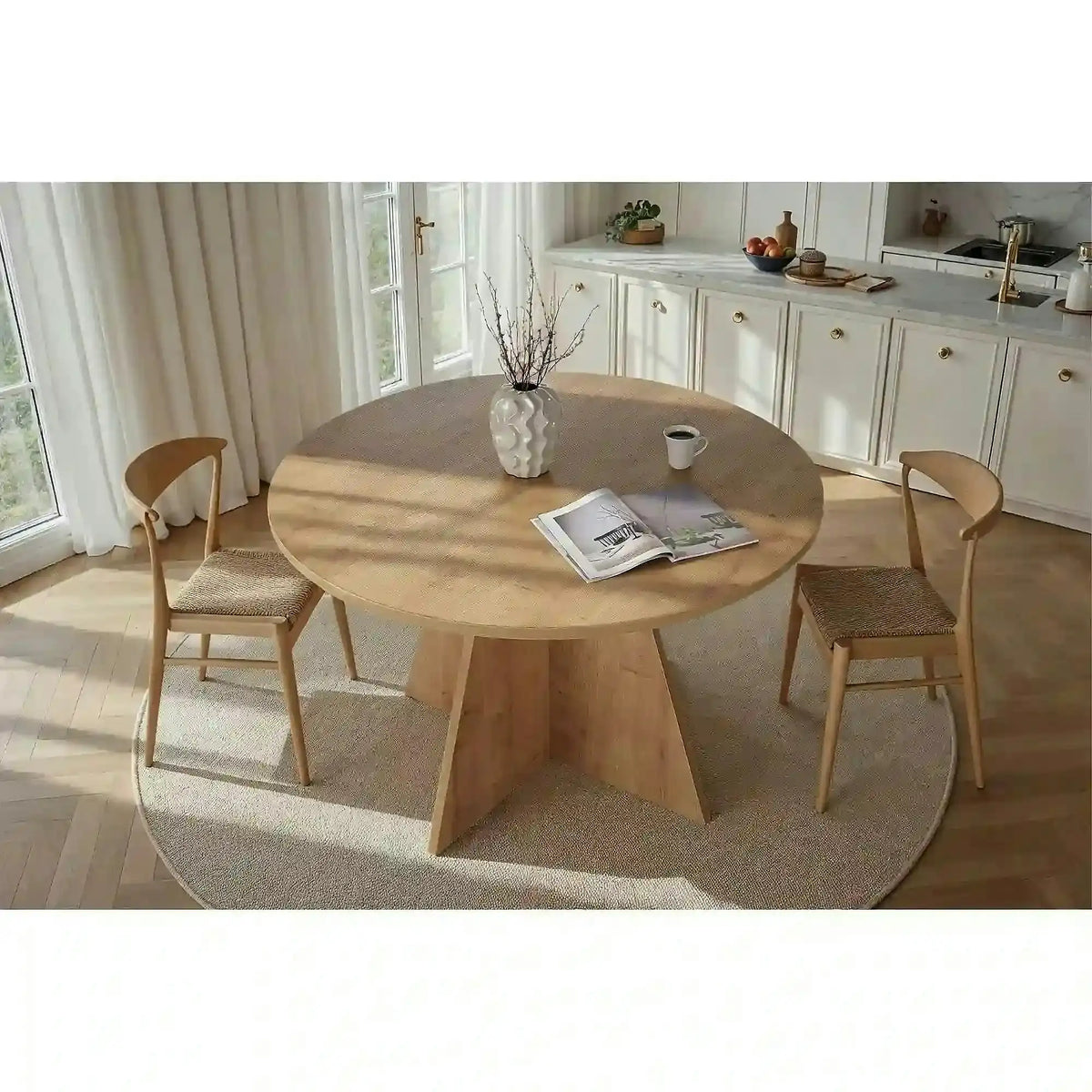 Masa VIRELLA, stejar, PAL, 120x120x75 cm