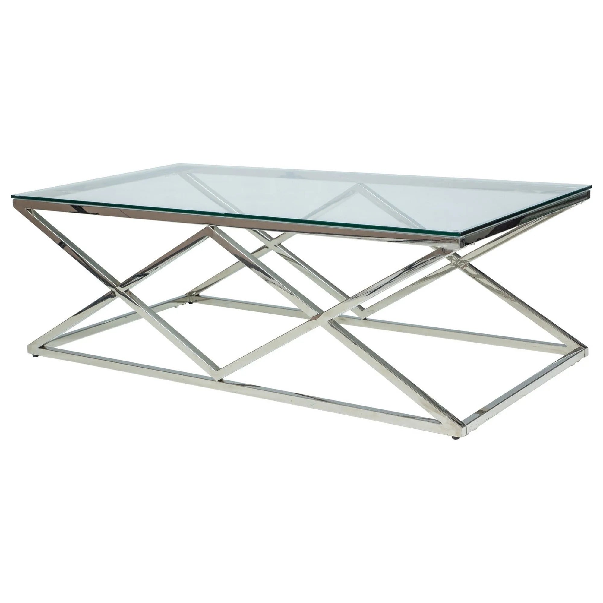 Masa Zegna A, transparent/crom, sticla securizata/metal, 120X60X40 cm