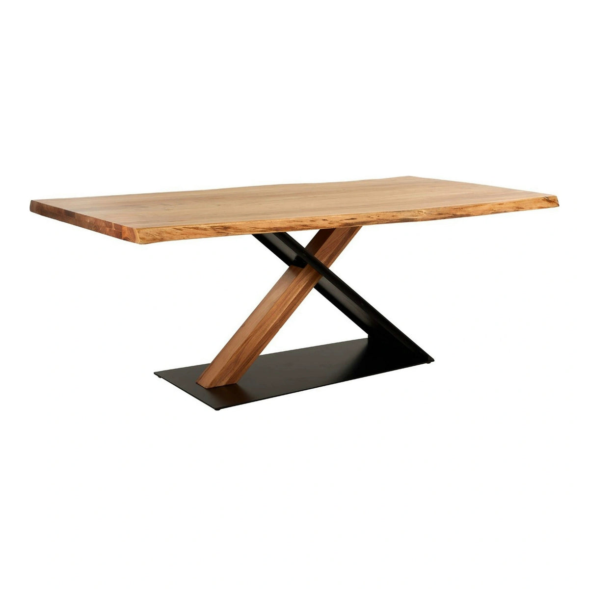 Masa ZWICKOU, stejar/negru, lemn/metal, 200x100x76 cm