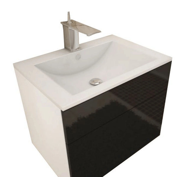 Dulap baie MASON BL 13, alb/negru lucios, DTD laminat, cu 2 usi, 60x45x47 cm