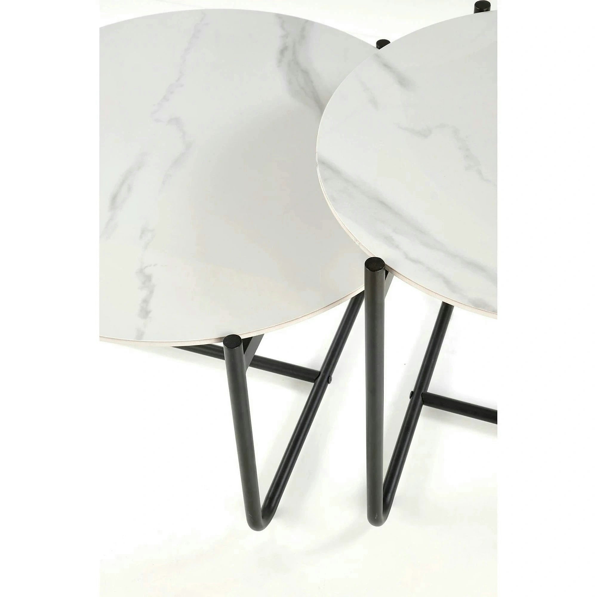Masuta ACUNA S, alb/negru, ceramica/metal, 50x50x50 cm