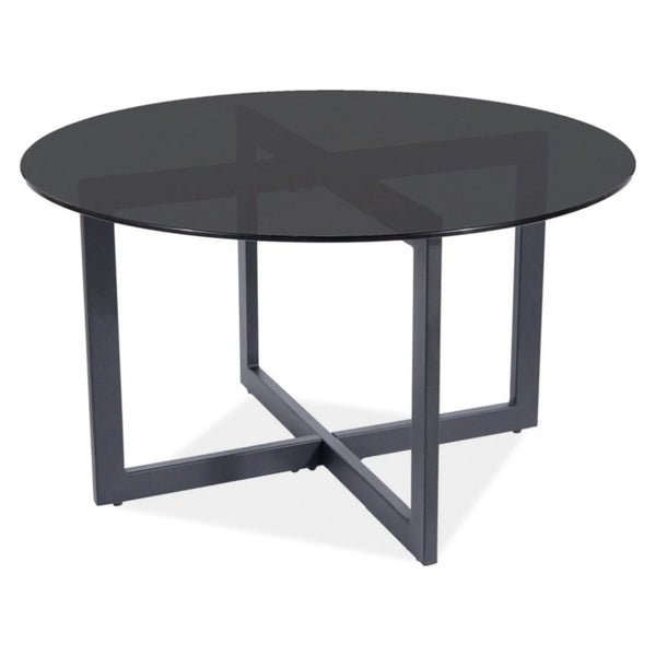 Masuta ALMERIA A, negru, sticla temperata/metal, 80x42 cm