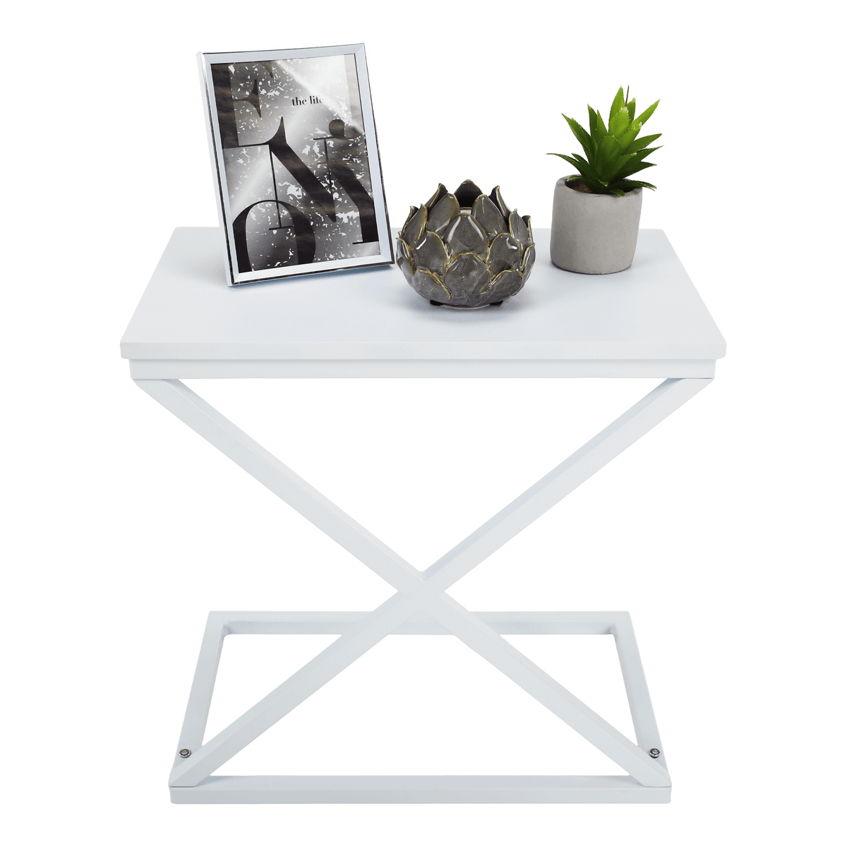 Masuta APIA, alb, metal, 50x30x50 cm