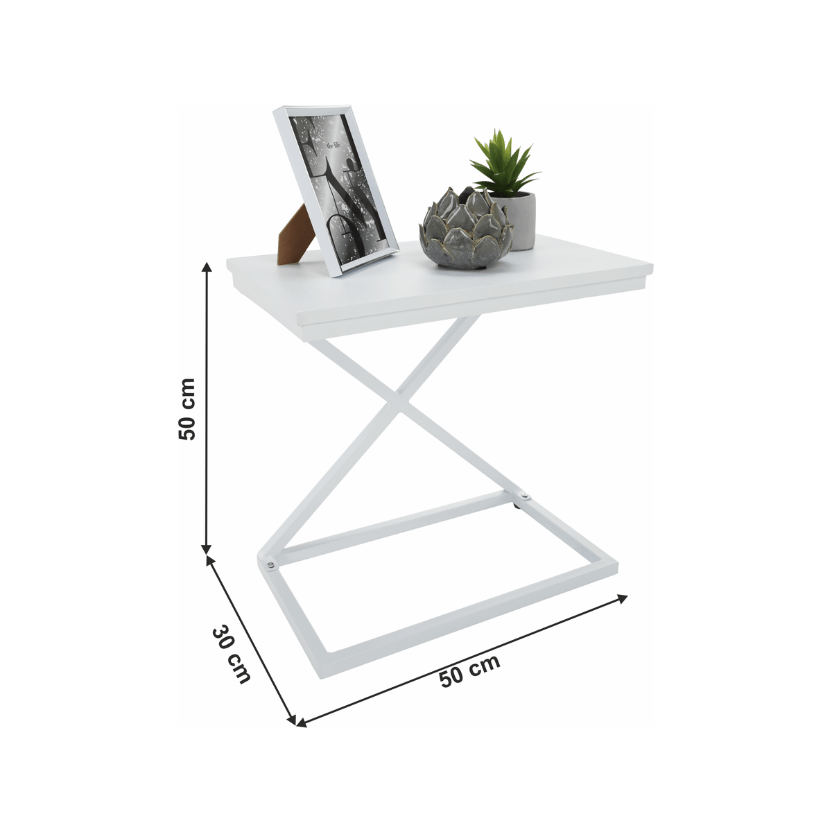 Masuta APIA, alb, metal, 50x30x50 cm