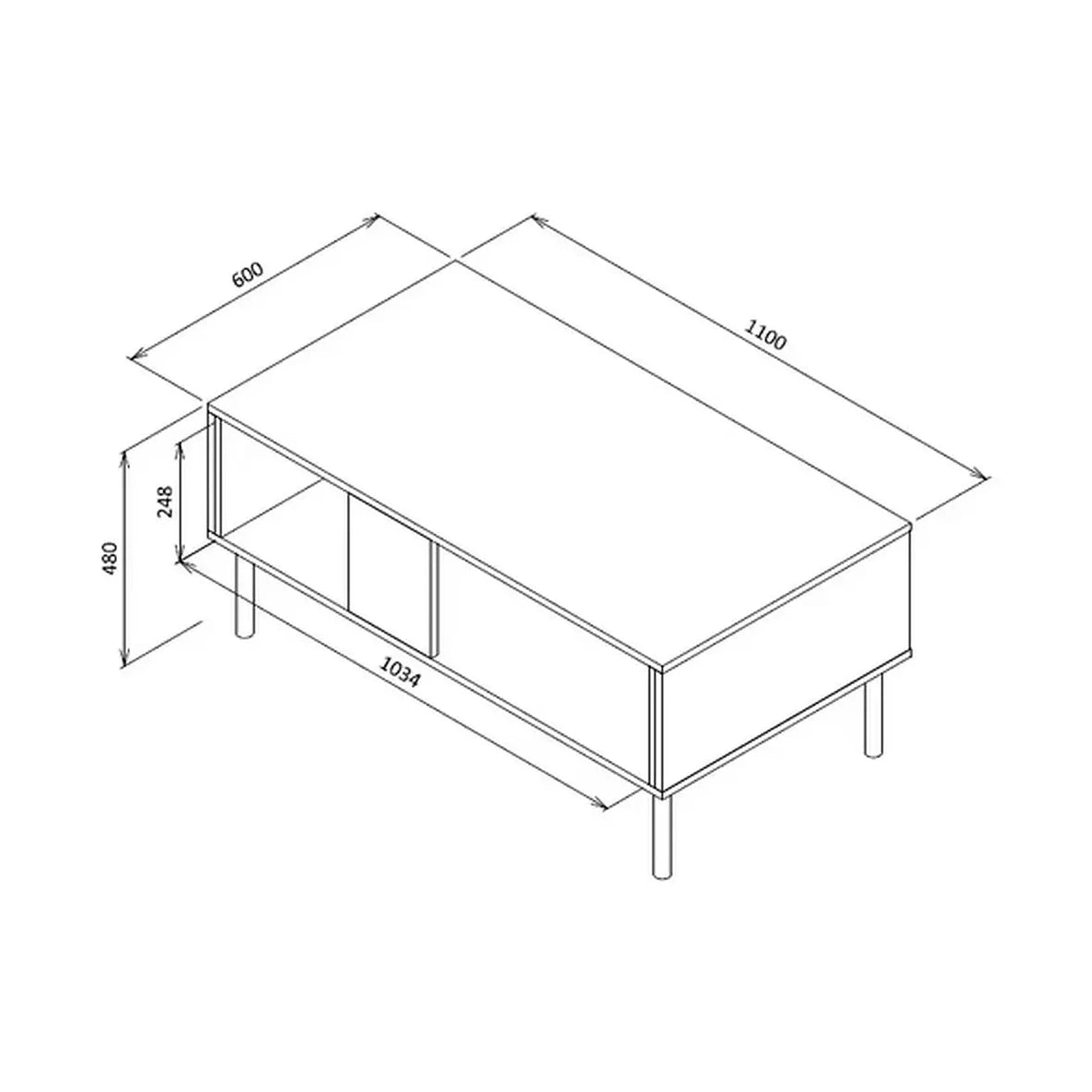 Masuta ASENSIO, gri mat/negru, PAL laminat, 100X60X48 cm