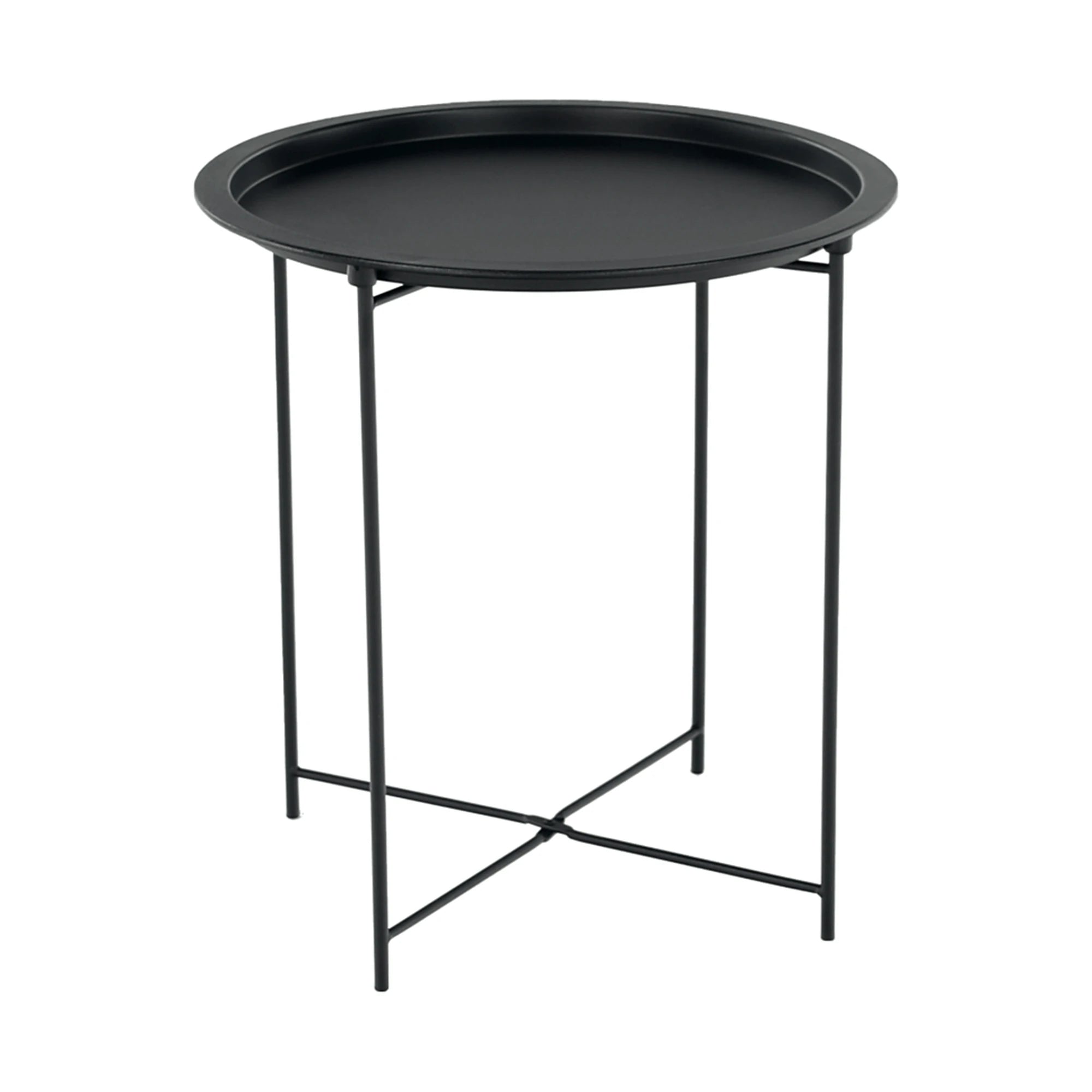 Masuta auxiliara cu tava detasabila RENDER, negru, metal, 47x47x50 cm