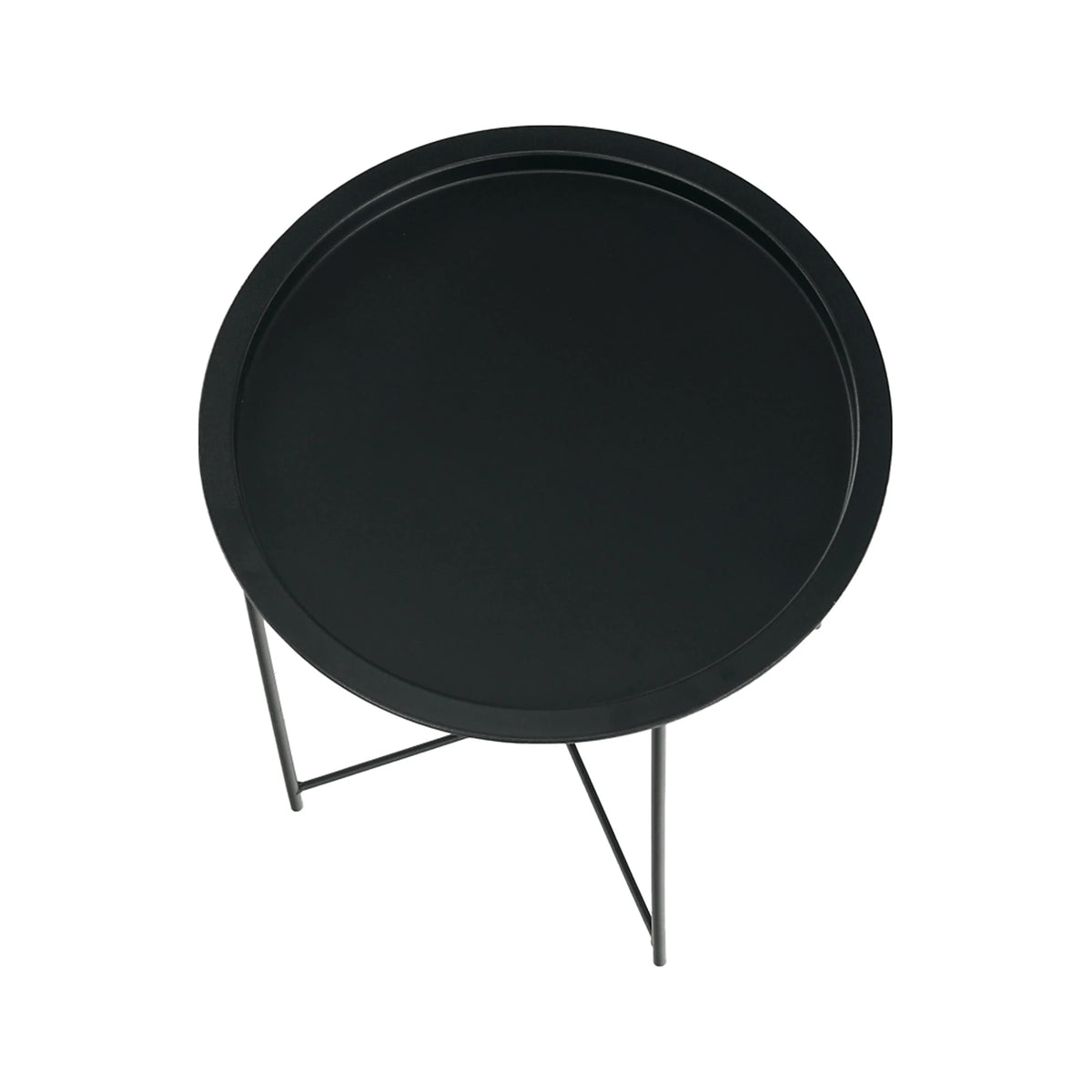 Masuta auxiliara cu tava detasabila RENDER, negru, metal, 47x47x50 cm