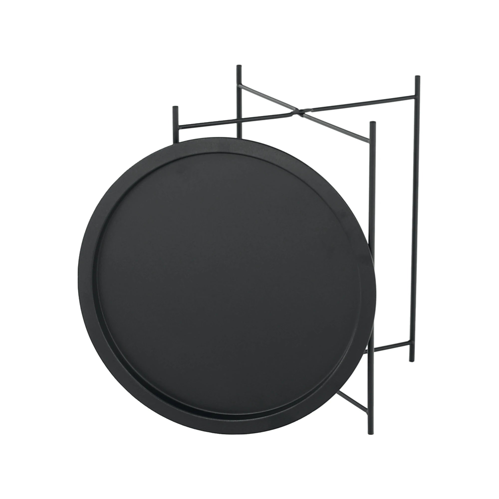 Masuta auxiliara cu tava detasabila RENDER, negru, metal, 47x47x50 cm
