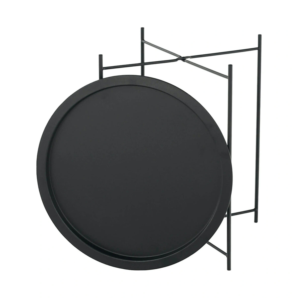 Masuta auxiliara cu tava detasabila RENDER, negru, metal, 47x47x50 cm
