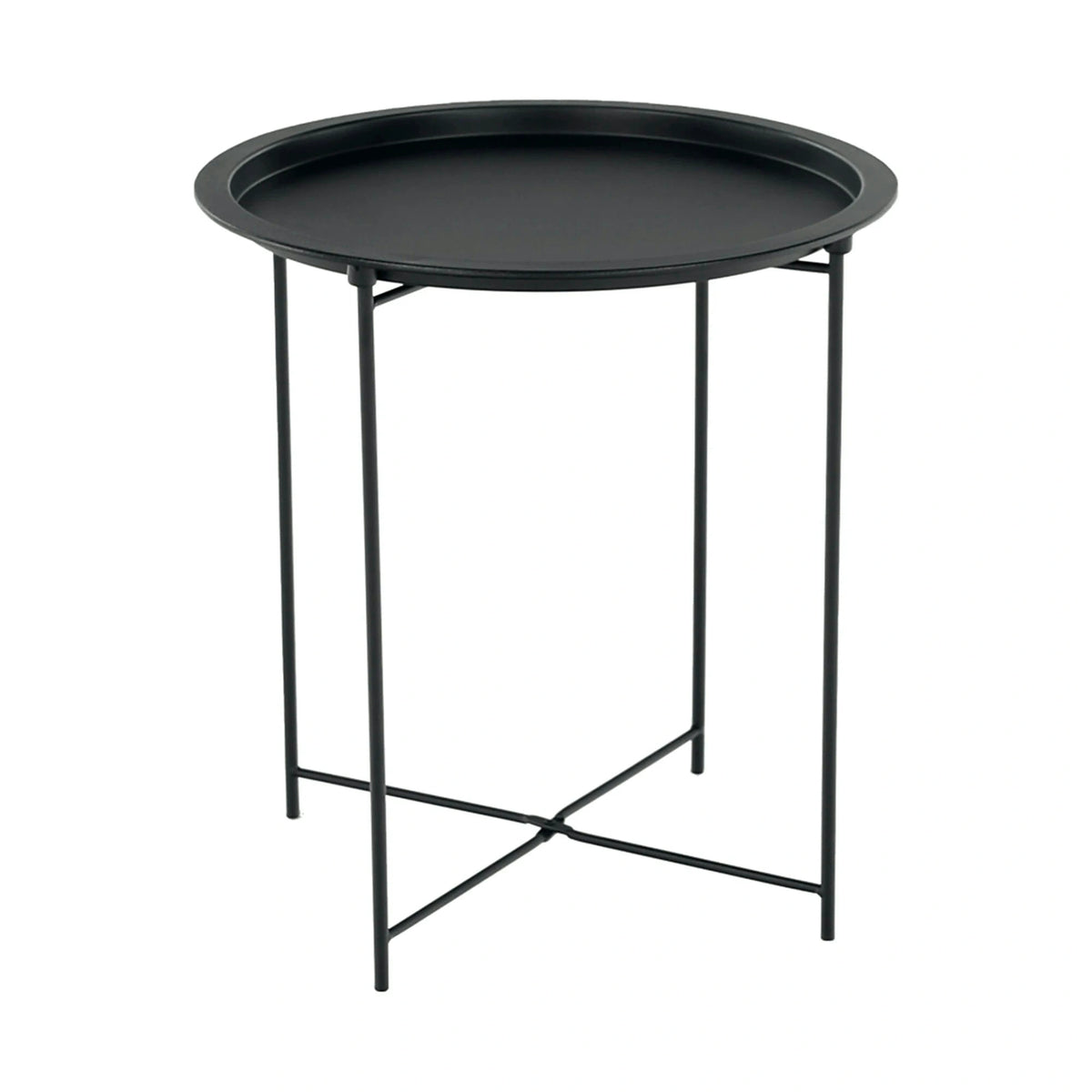 Masuta auxiliara cu tava detasabila RENDER, negru, metal, 47x47x50 cm