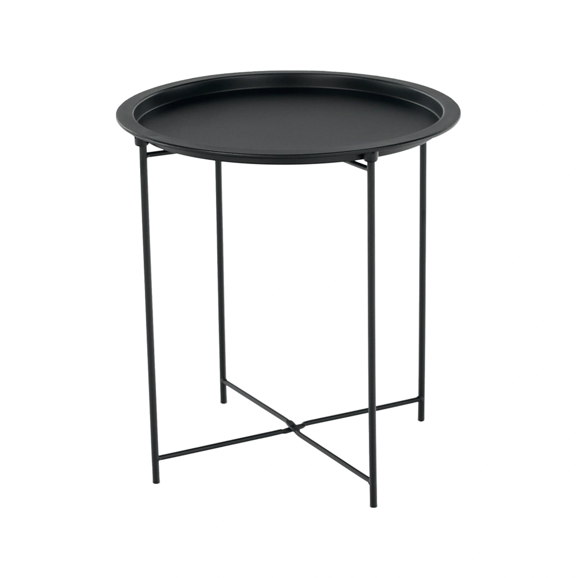 Masuta auxiliara cu tava detasabila RENDER, negru, metal, 47x47x50 cm