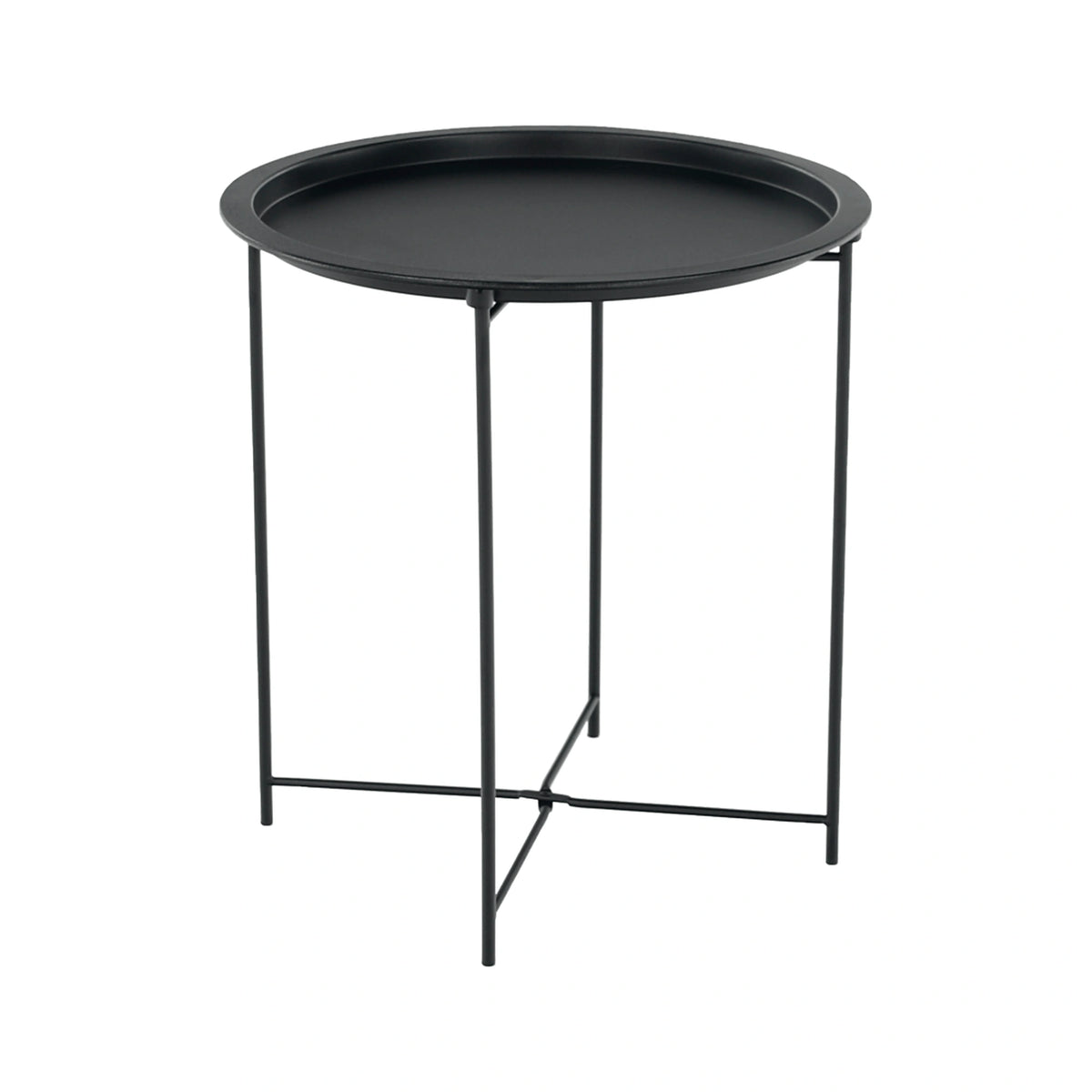 Masuta auxiliara cu tava detasabila RENDER, negru, metal, 47x47x50 cm