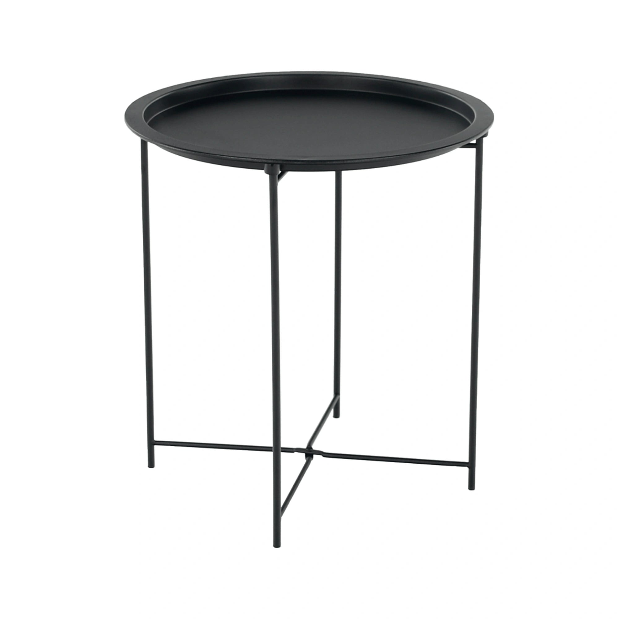 Masuta auxiliara cu tava detasabila RENDER, negru, metal, 47x47x50 cm