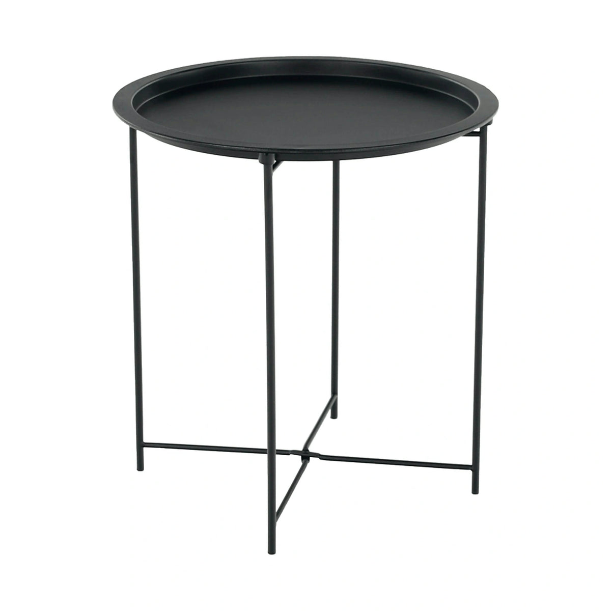 Masuta auxiliara cu tava detasabila RENDER, negru, metal, 47x47x50 cm