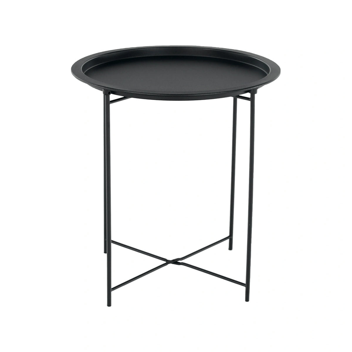 Masuta auxiliara cu tava detasabila RENDER, negru, metal, 47x47x50 cm