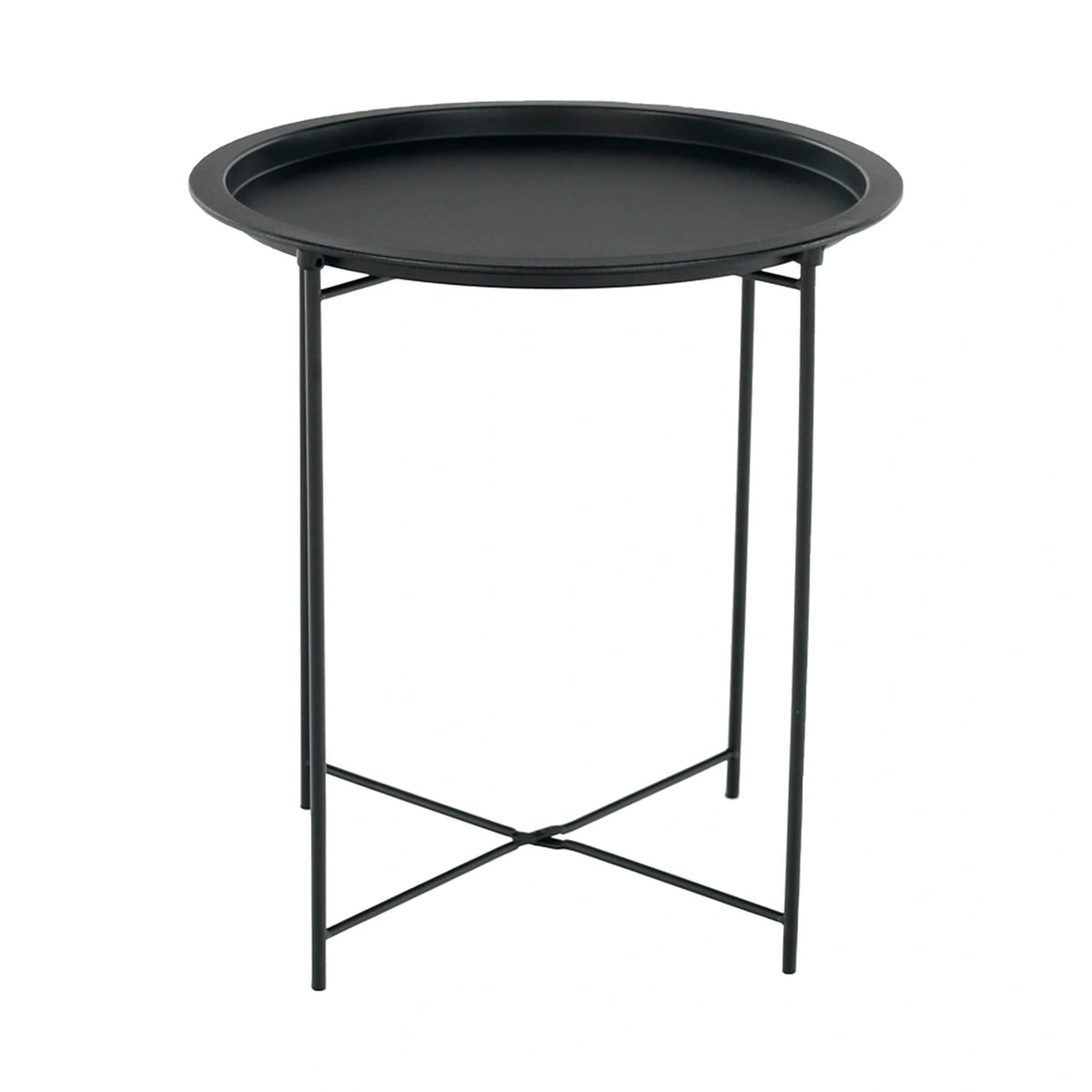 Masuta auxiliara cu tava detasabila RENDER, negru, metal, 47x47x50 cm