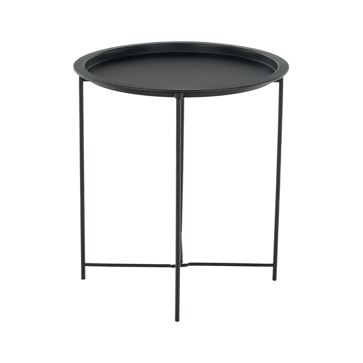 Masuta auxiliara cu tava detasabila RENDER, negru, metal, 47x47x50 cm