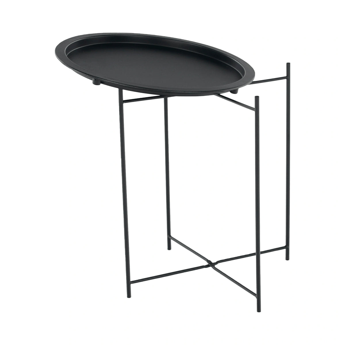 Masuta auxiliara cu tava detasabila RENDER, negru, metal, 47x47x50 cm