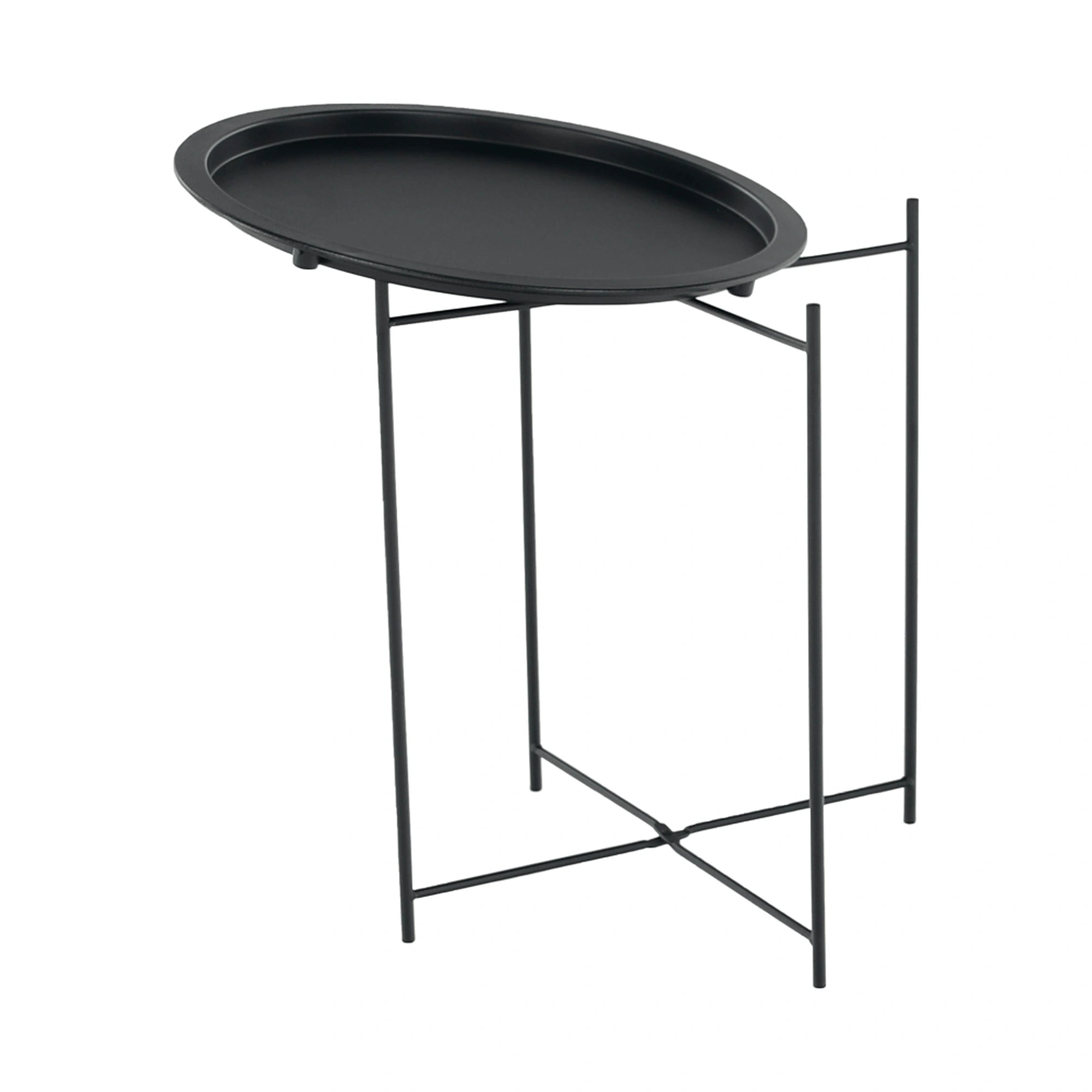 Masuta auxiliara cu tava detasabila RENDER, negru, metal, 47x47x50 cm