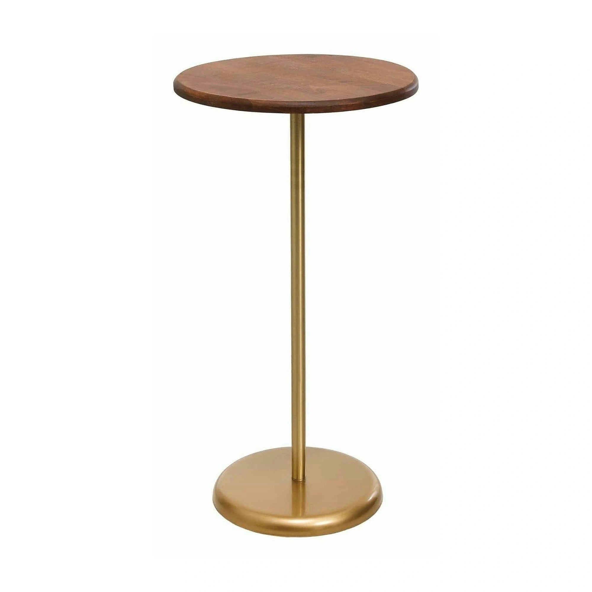 Masuta cafea 1032-1, auriu/stejar, metal/lemn, 40x40x75 cm