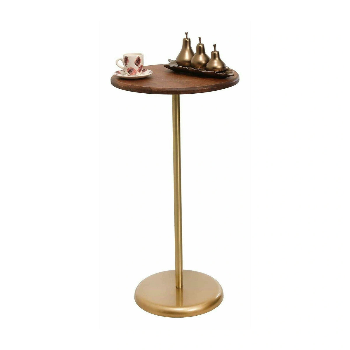 Masuta cafea 1032-1, auriu/stejar, metal/lemn, 40x40x75 cm