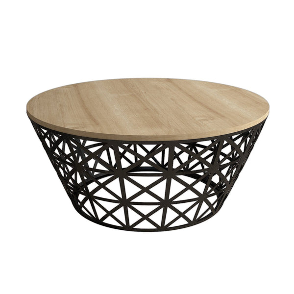 Masuta cafea 845HCT5225, stejar/negru, PAL melaminat/metal, 90x90x38 cm