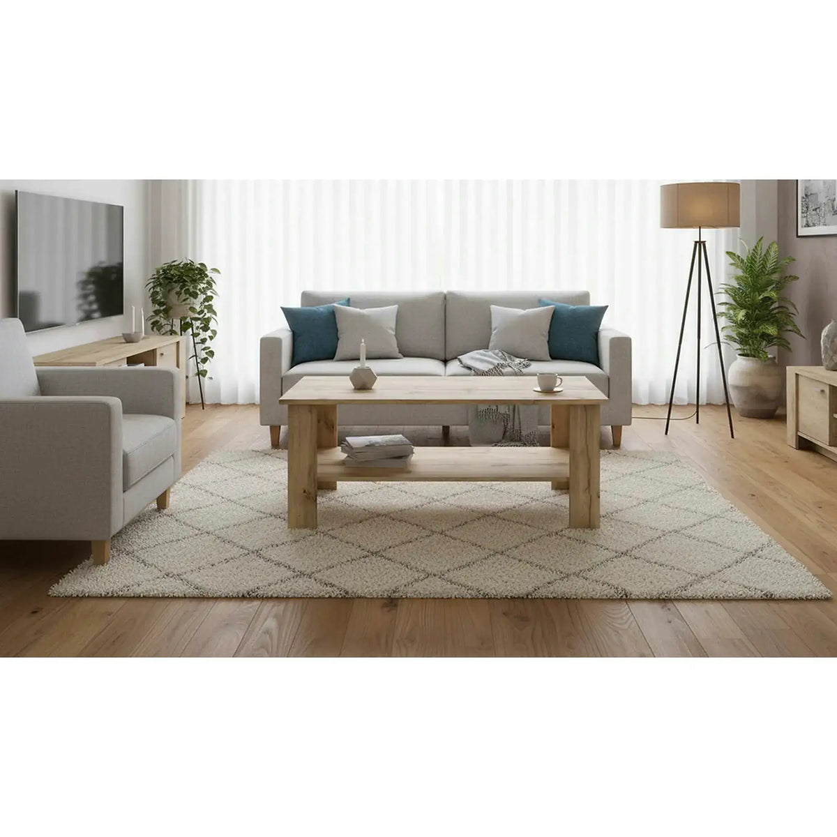 Masuta cafea ACADIA, stejar, PAL, 115x56x46 cm