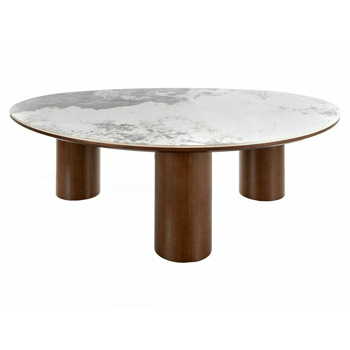 Măsuță cafea ADELIS, alb lucios/nuc, ceramică/MDF, 110x80x35 cm