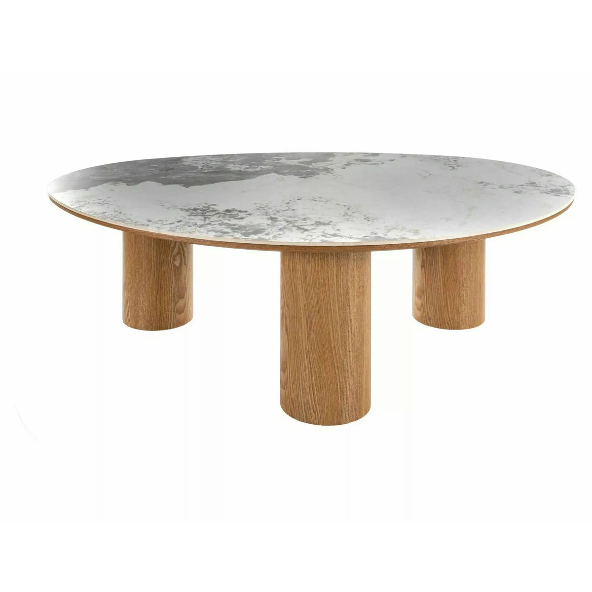 Măsuță cafea ADELIS, alb lucios/stejar, ceramică/MDF, 110x80x35 cm