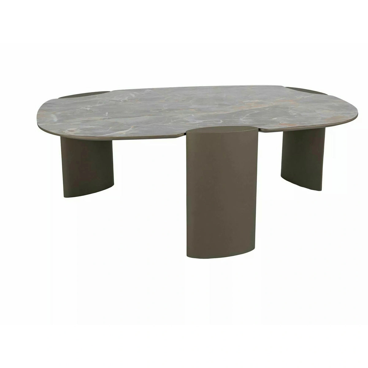 Măsuță cafea ADORO A, gri lucios/cupru, ceramică/metal/MDF, 118x75x43 cm